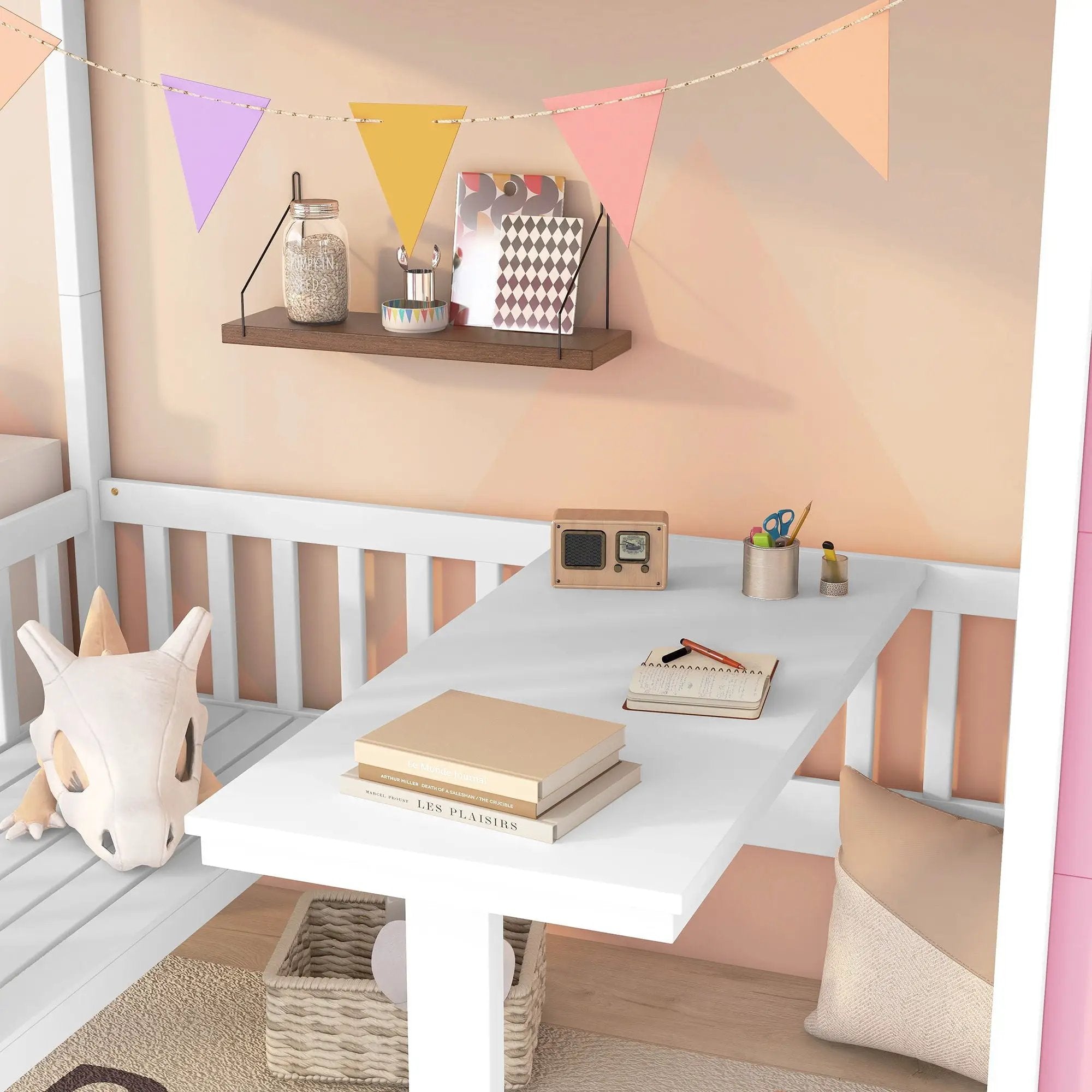 Twin Over Twin Bunk Bed With Changeable Table, Bunk Bed Turn Into Upper Bed And Down Desk by Unique Piece Furniture