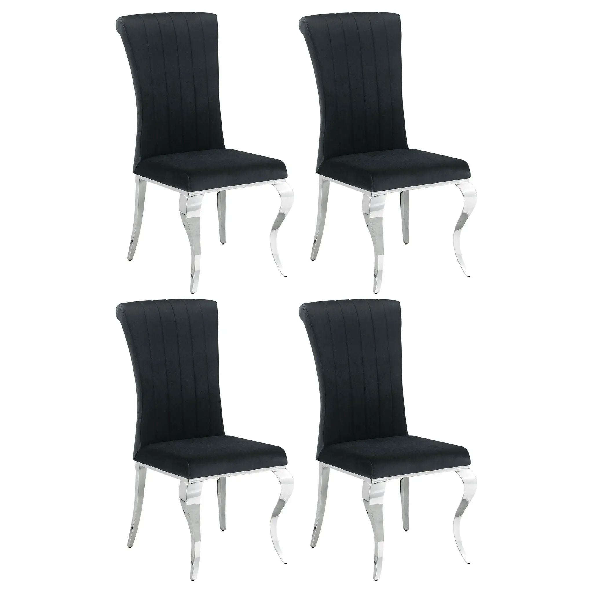 Betty Velvet Upholstered Dining Side Chair Black (Set of 4) by Unique Piece Furniture