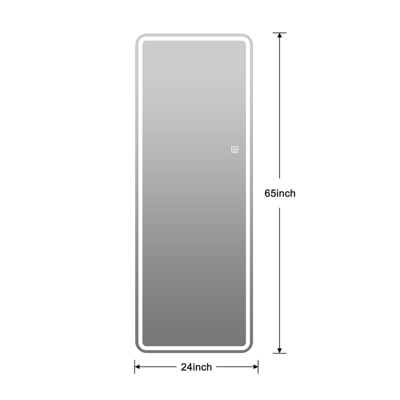 Frameless Full Length Floor Mirror With LED Light, Dimming & 3 Color Modes Mirror - Silver by HouseOfZazla