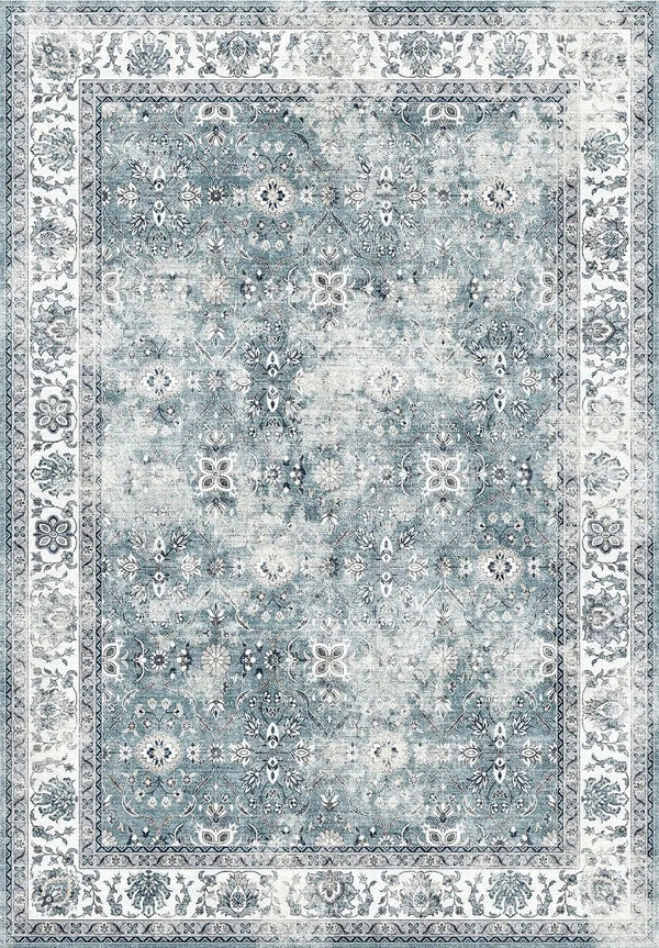 Toucan - 5' X 7' Washable Non - Slip Area Rug, Elegant Design - Silver