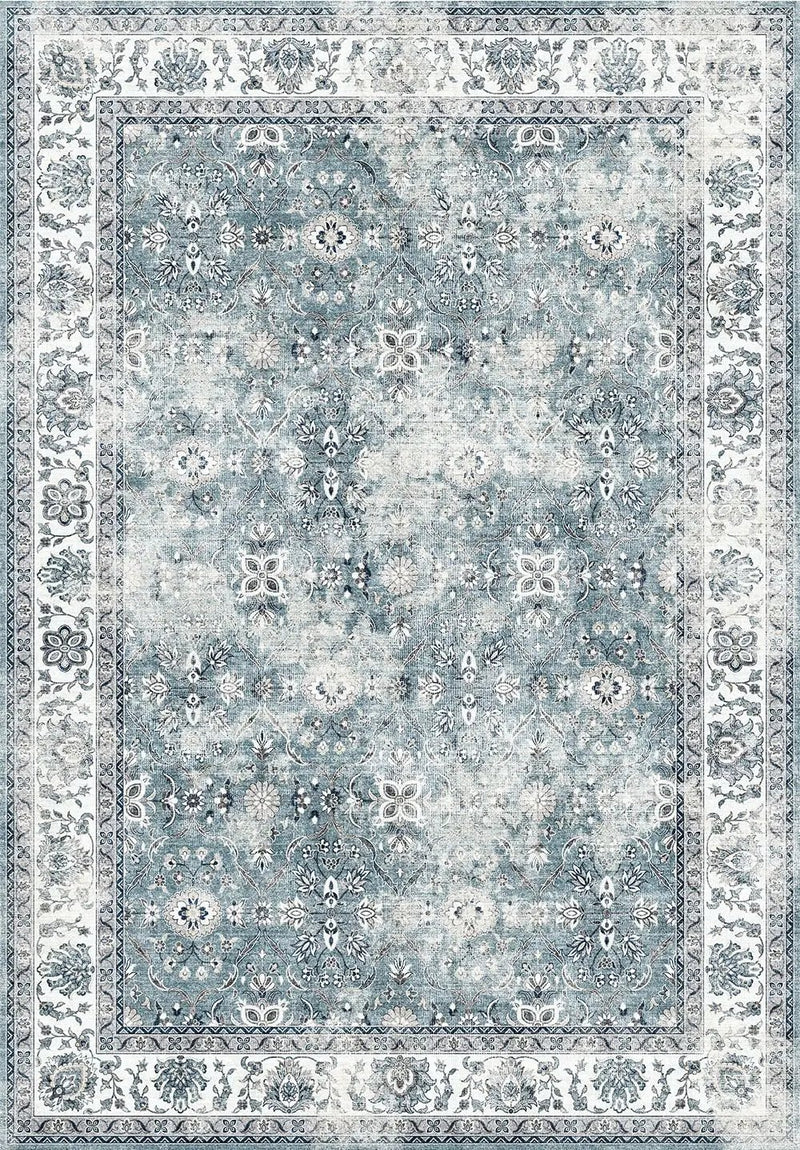 Toucan - 5' X 7' Washable Non - Slip Area Rug, Elegant Design - Silver by HouseOfZazla