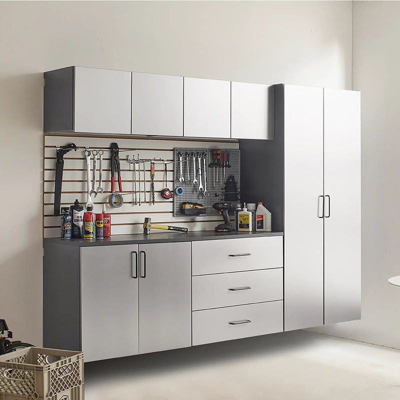 Astro Series - Garage Cabinet Set B With Soft Closing Drawers - Metallic Gray by HouseOfZazla