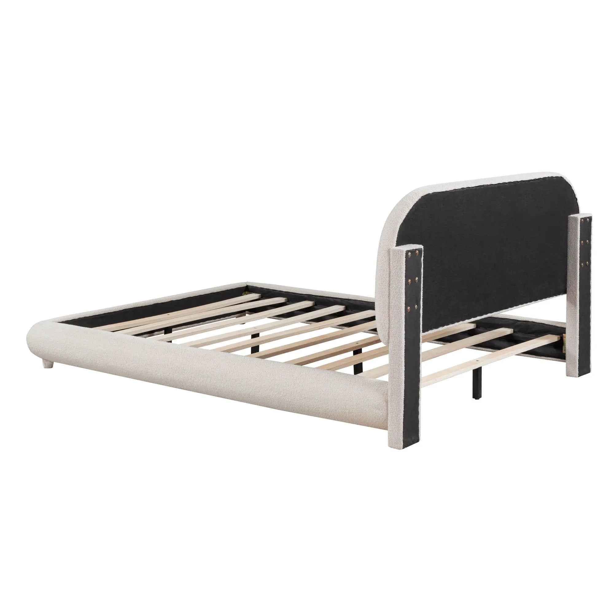 Upholstered Platform Bed With Thick Solid Frame And Stylish Curve-Shaped Design by HouseOfZazla