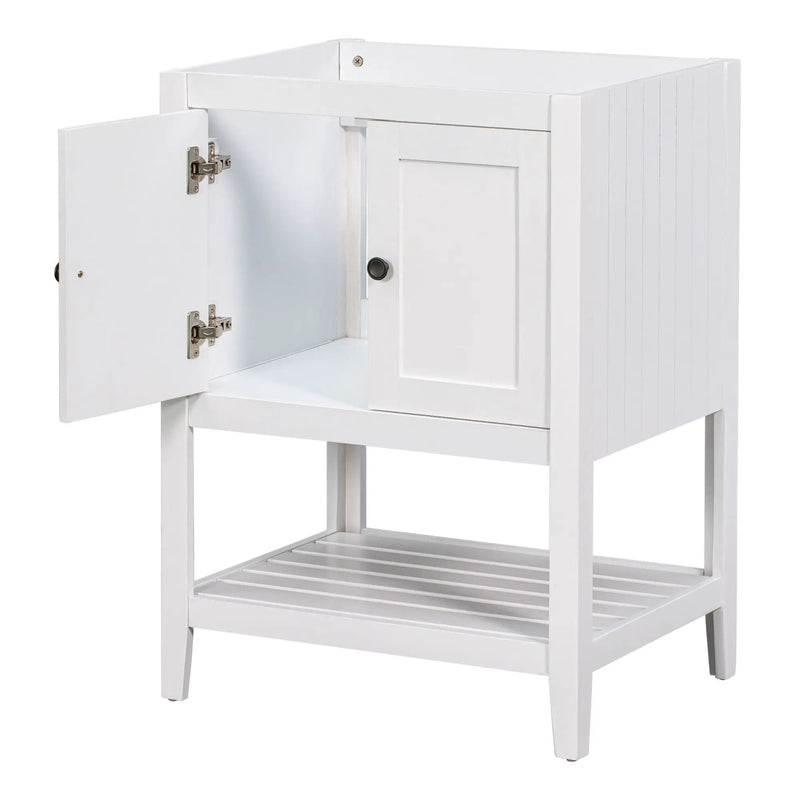 Bathroom Vanity Base Only, Soild Wood Frame, Bathroom Storage Cabinet With Doors And Open Shelf by HouseOfZazla