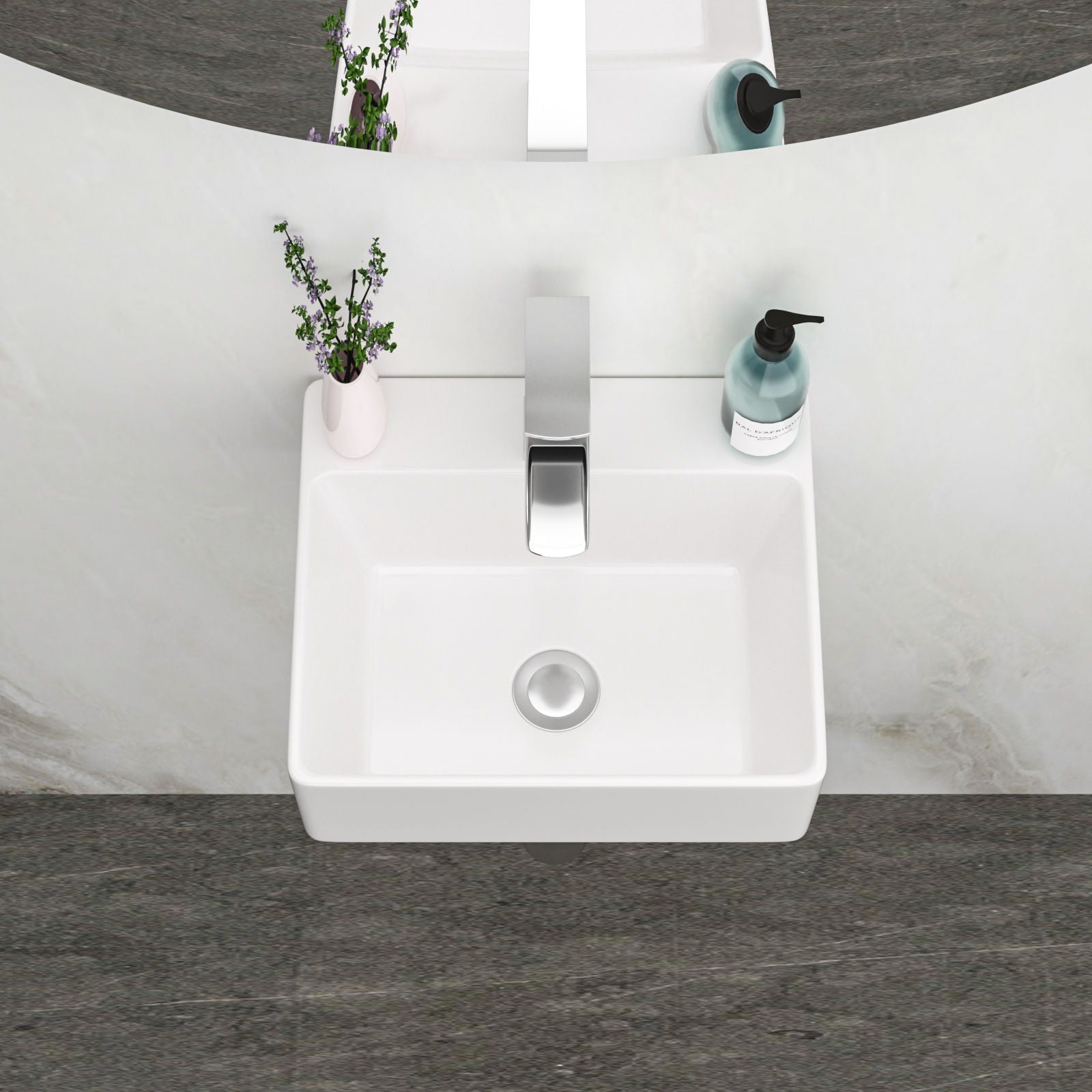 Ceramic Rectangle Wall Mount Bathroom Sink With Single Faucet Hole by HouseOfZazla