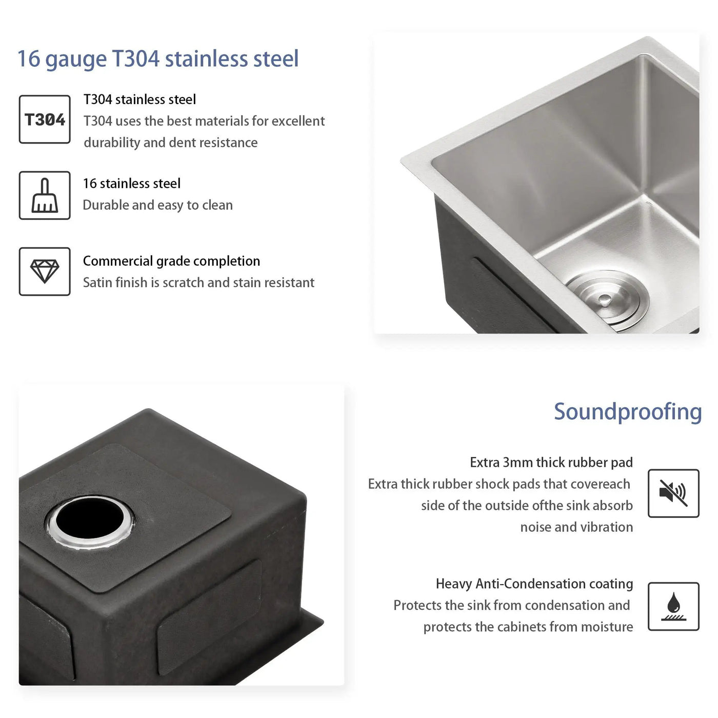 Undermount Stainless Steel Kitchen Sink, Deep Single Bowl Basin by HouseOfZazla