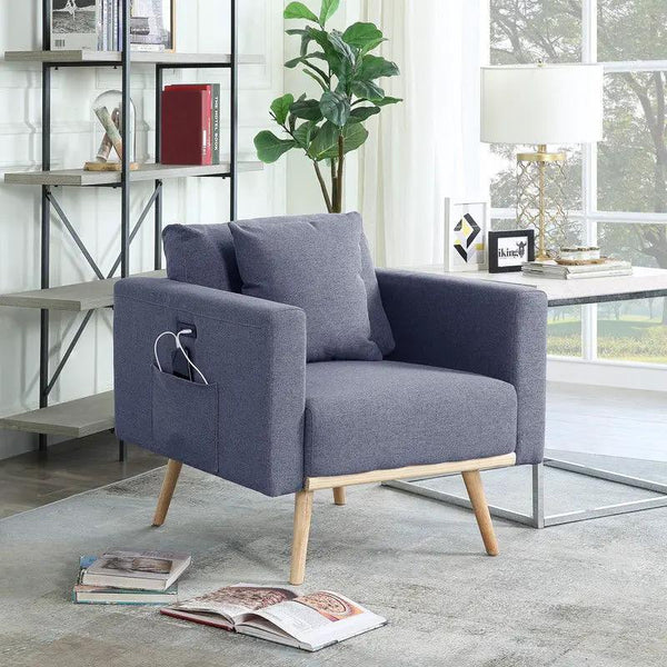 Easton - Fabric Chair With USB Charging Ports Pockets And Pillows