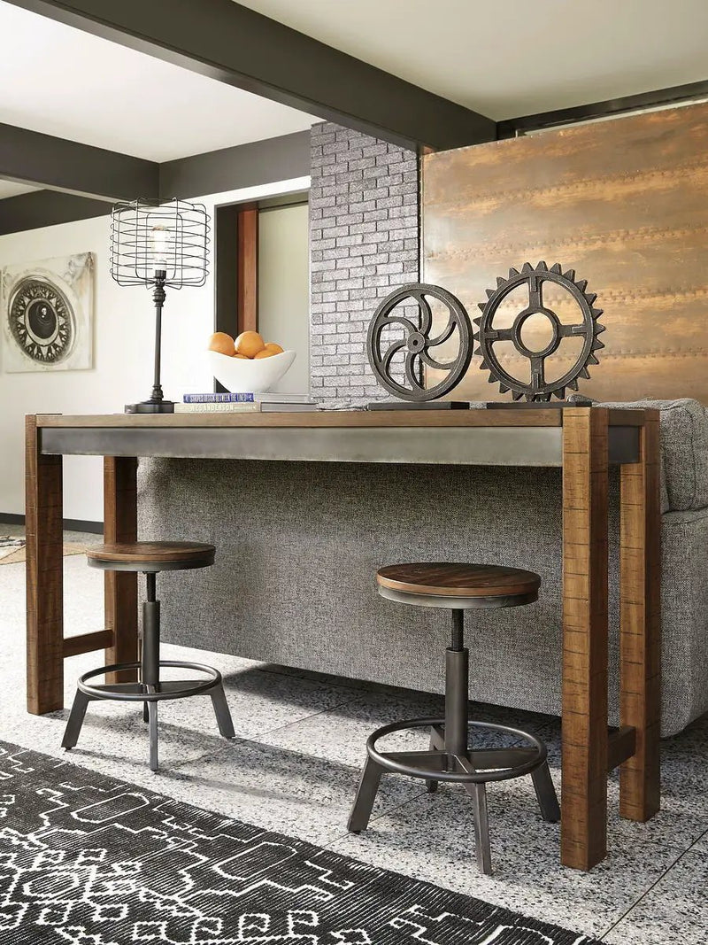 Torjin - 3 Pc. - Long Counter Table, 2 Stools - Dark Brown by Unique Piece Furniture