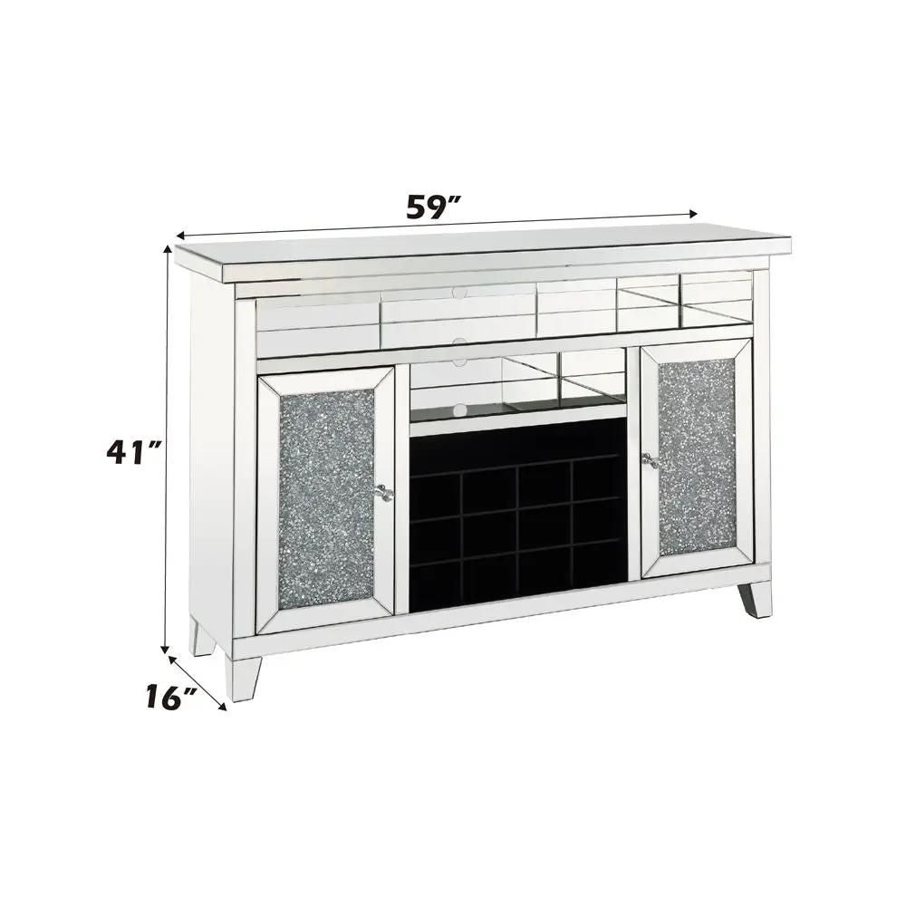 Noralie - 41" Wine Cabinet With LED - Mirrored & Faux Diamonds by Unique Piece Furniture