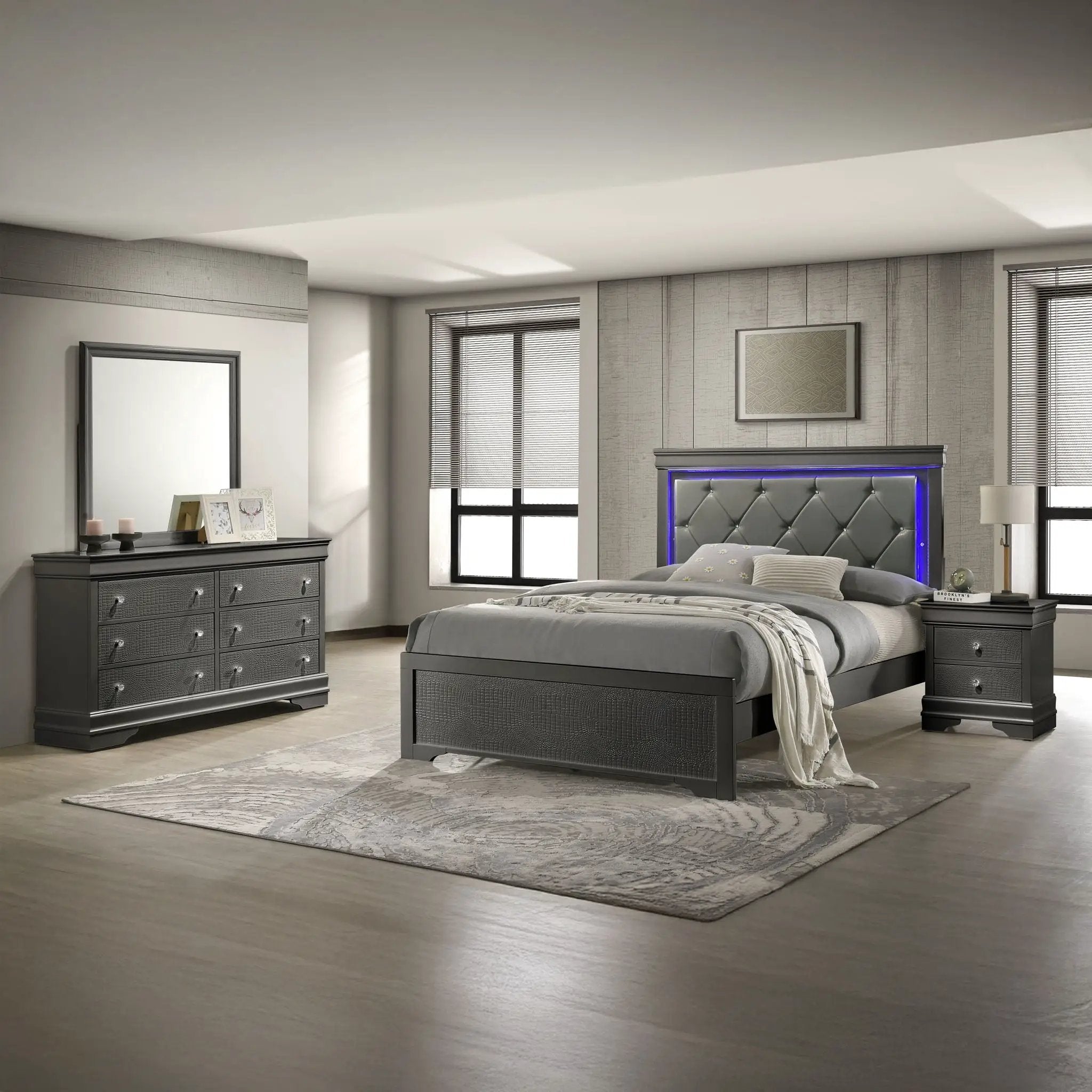 Blaze - Bedroom Set With LED Headboard by HouseOfZazla