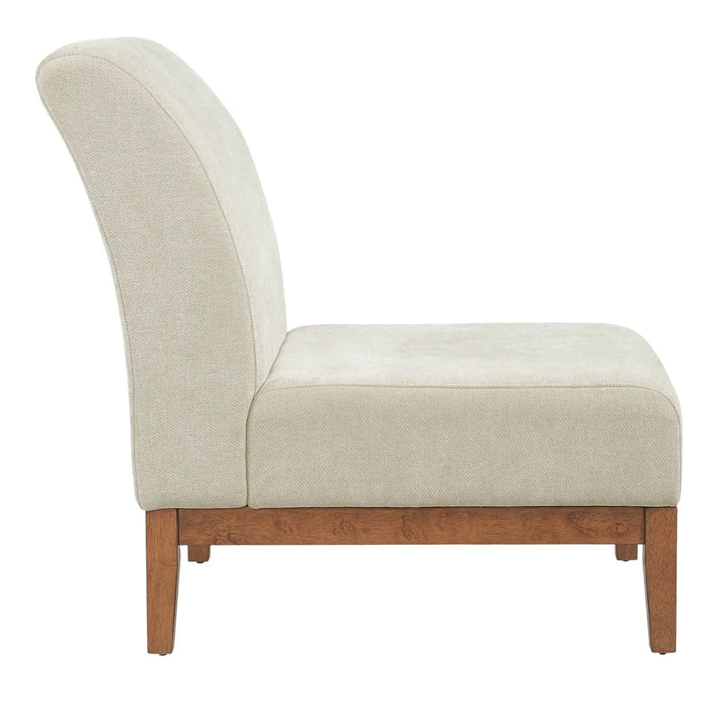 Upholstered Accent Chair - Beige / Walnut by HouseOfZazla