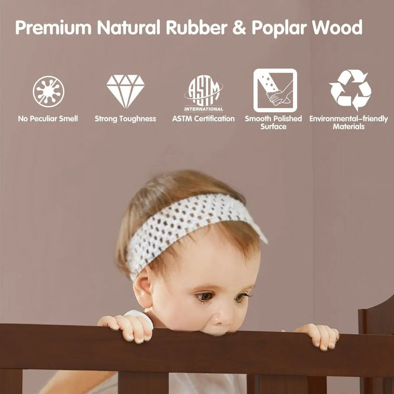 2-in-1 Classic Convertible Wooden Toddler Bed with 2 Side Guardrails for Extra Safety by DirectDeals