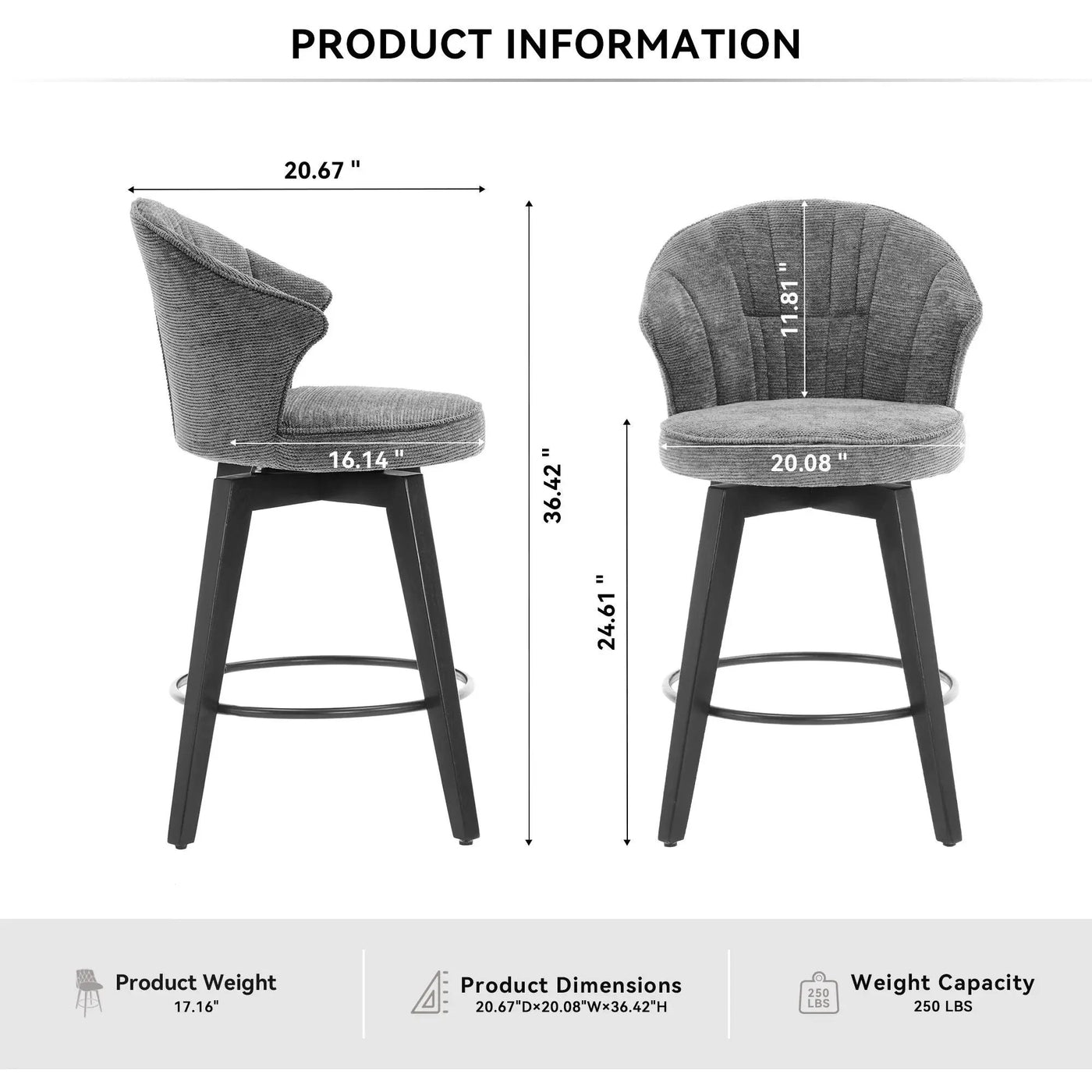 Wing Back Swivel Bar Stools (Set of 2) by Unique Piece Furniture