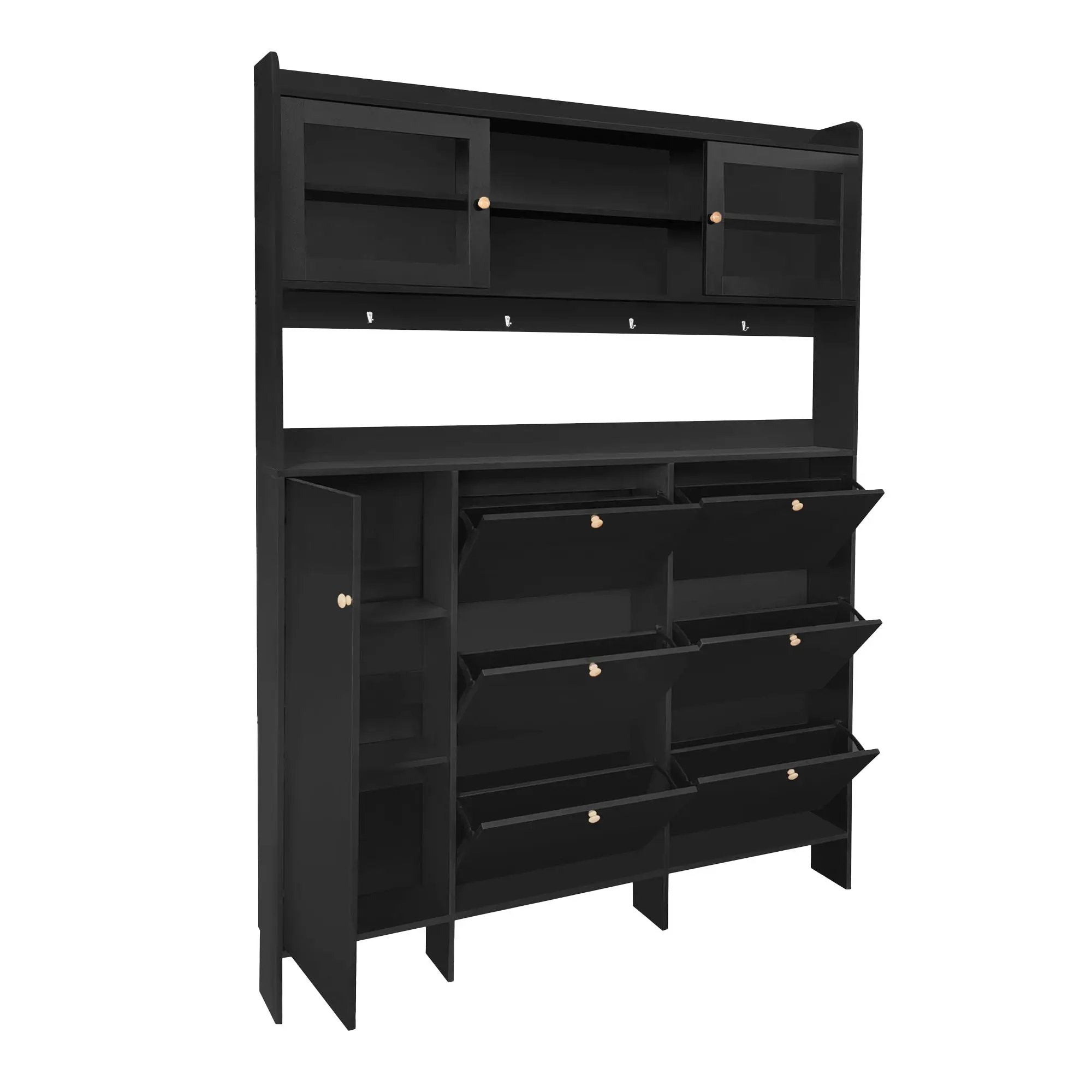 On Trend Multifunctional Tipping Bucket Shoe Cabinet With Storage Shelf & 6 Flip Drawers by HouseOfZazla