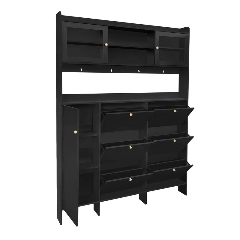 On Trend Multifunctional Tipping Bucket Shoe Cabinet With Storage Shelf & 6 Flip Drawers by HouseOfZazla