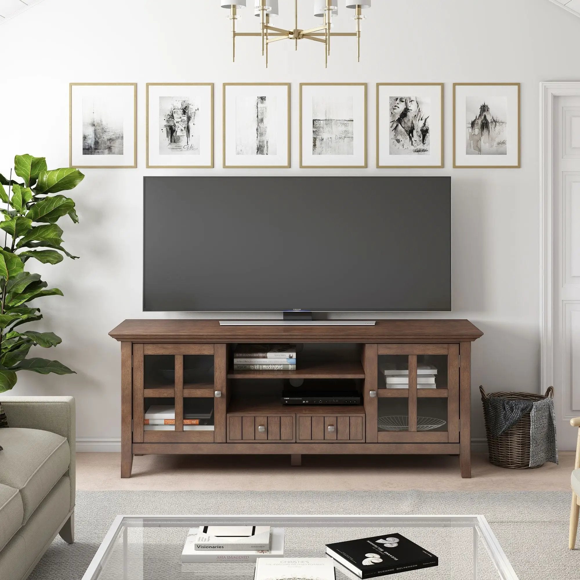 Acadian - TV Media Stand - Rustic Natural Aged Brown by Unique Piece Furniture