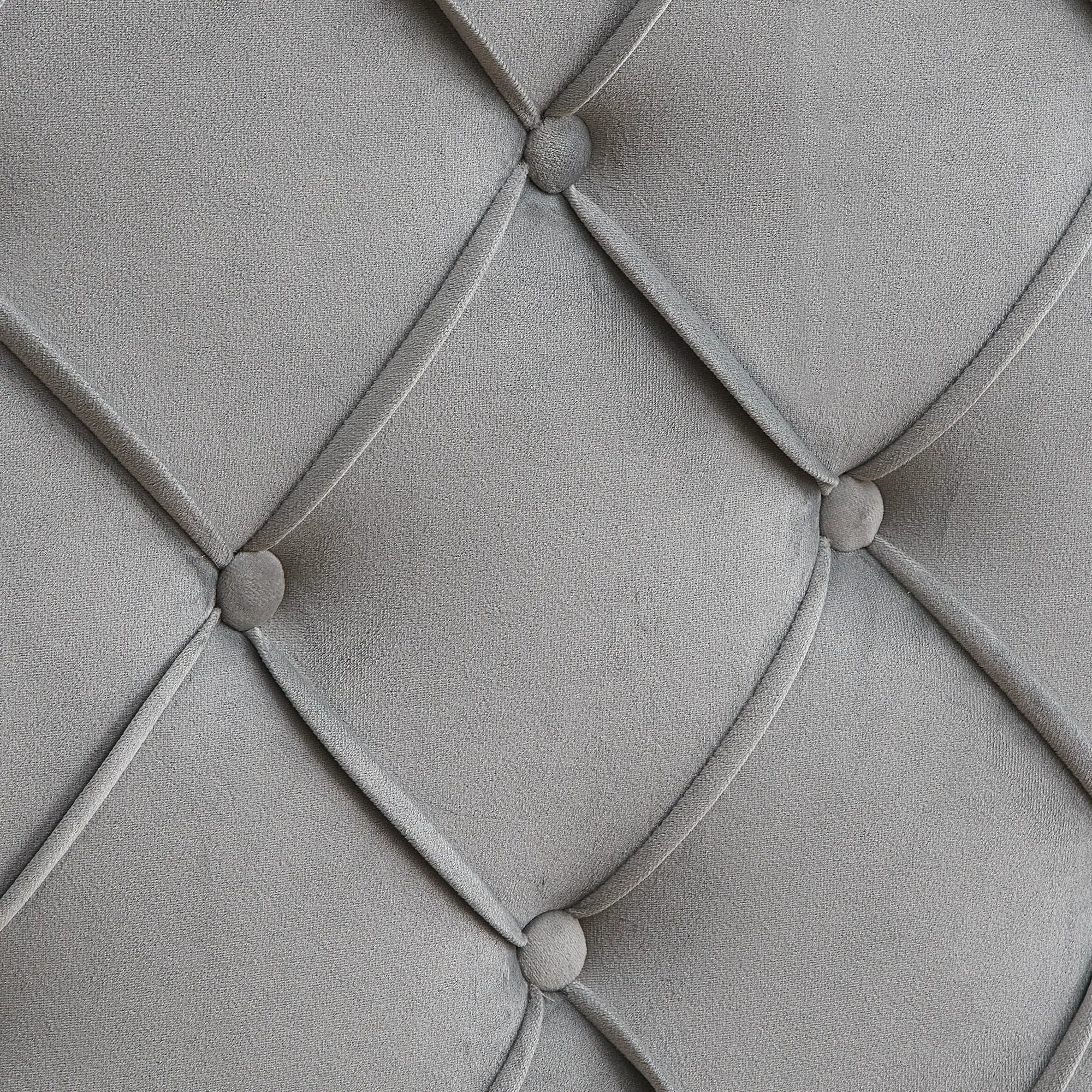 Queen Platform Upholstered Bed Button Tufted With Curve Design, Strong Wood Slat Support - Gray by HouseOfZazla