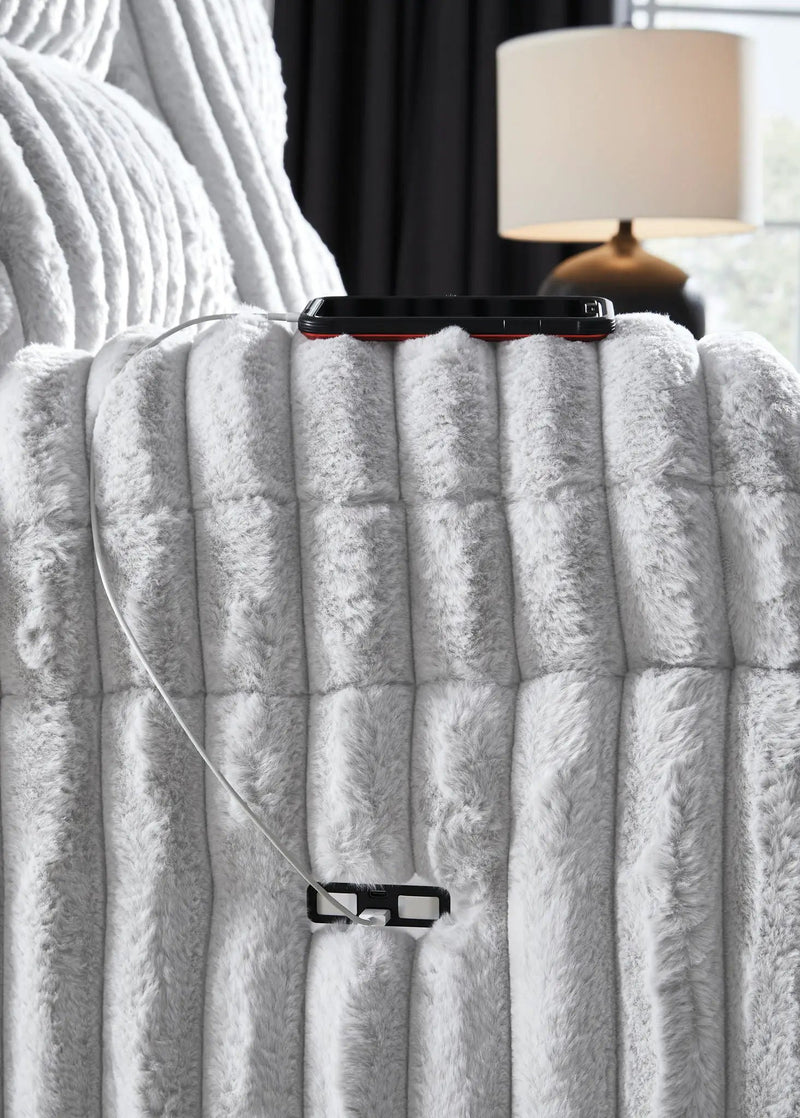 Rhines Falls - Double Reclining Power Loveseat With Console - Alloy by Unique Piece Furniture