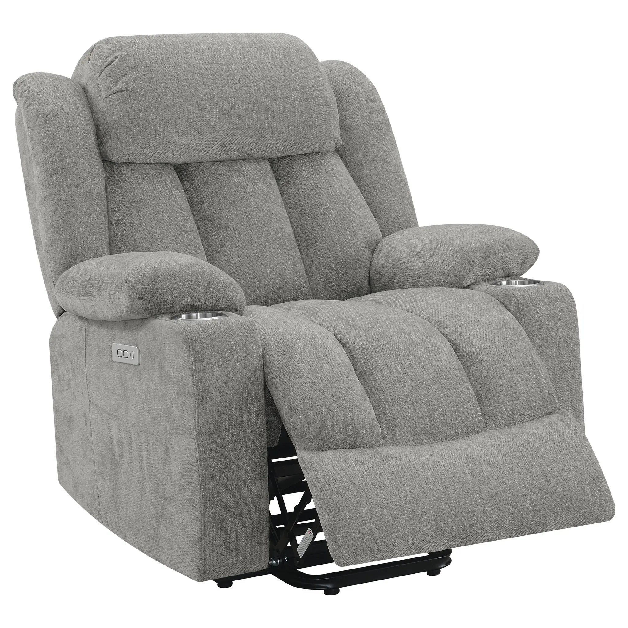 Houston Upholstered Power Lift Recliner Grey by Unique Piece Furniture