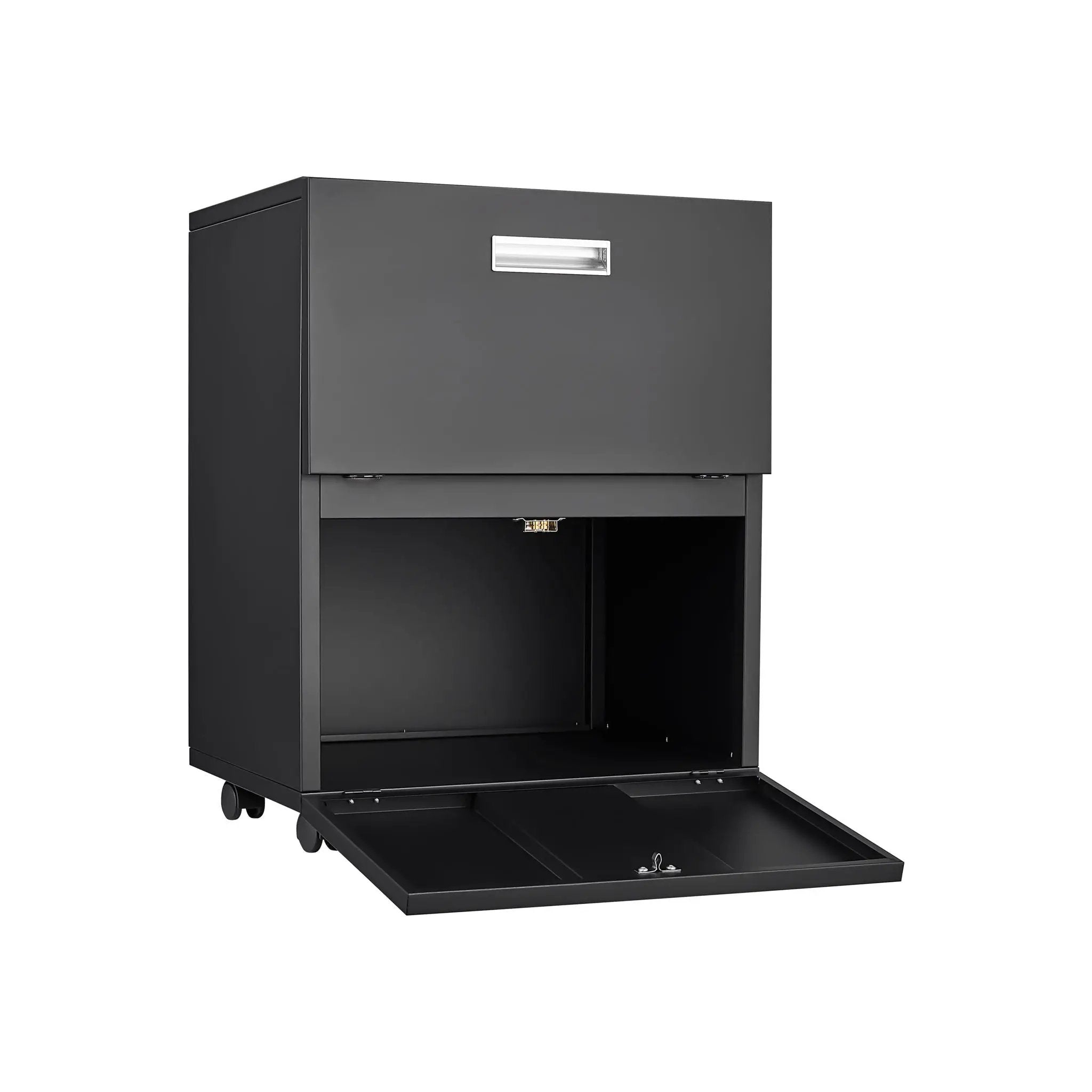 Office Furniture Copier Cabinet 2 Door Steel Copier Stand Mobile Pedestal File Printer Stand - Black by HouseOfZazla