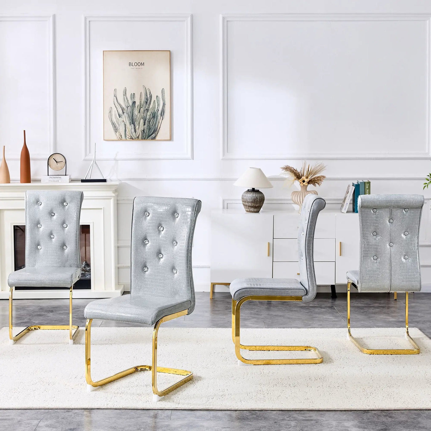 Elegant Design Alligator Skin Upholstered Dining Chairs by HouseOfZazla