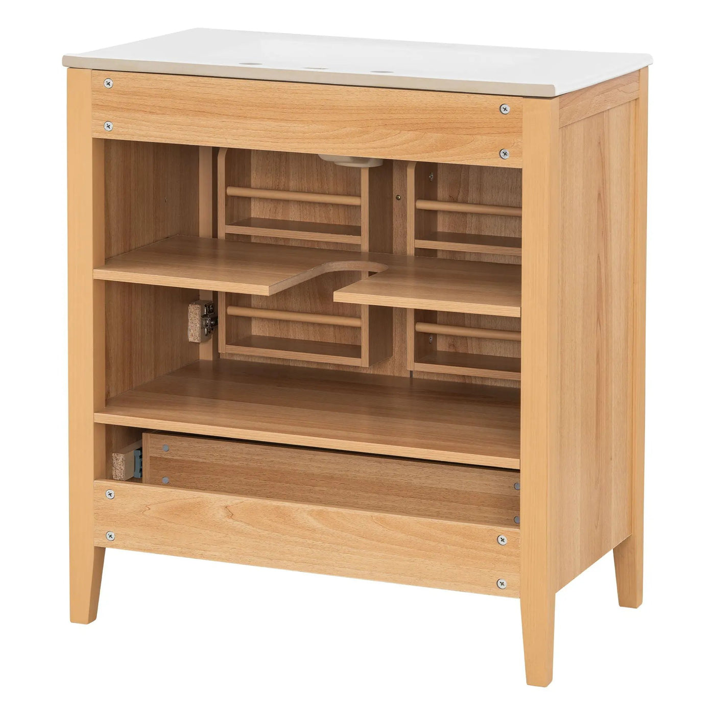 Elegant Fluted Bathroom Vanity With Sink, Soft Close Doors & Drawer by HouseOfZazla