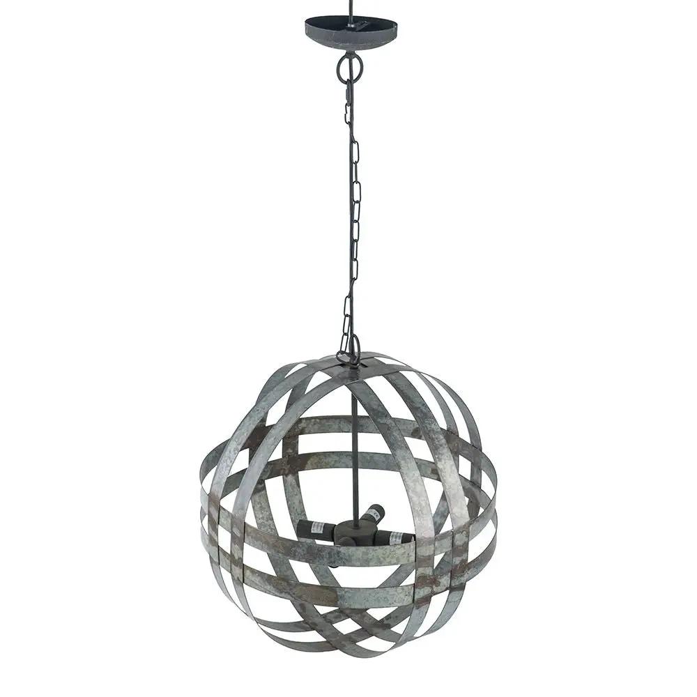4 Light Galvanized Chandelier, Hanging Light Fixture With Adjustable Chain For Kitchen, Bulb Not Included - Gray by Unique Piece Furniture