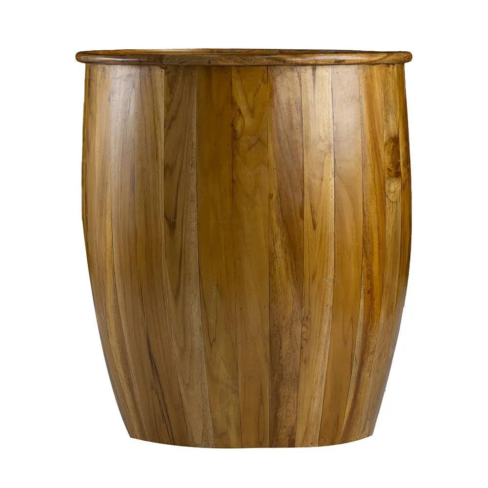 Drum Side Table With Tray Style Top - Brown by Unique Piece Furniture