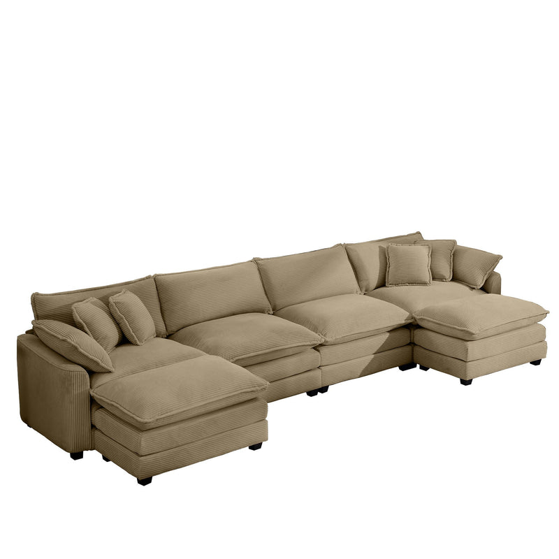 Modern Oversized Modular Cushion Sofa With Ottoman, Low Back, Deep Seating Sofa Set by Unique Piece Furniture