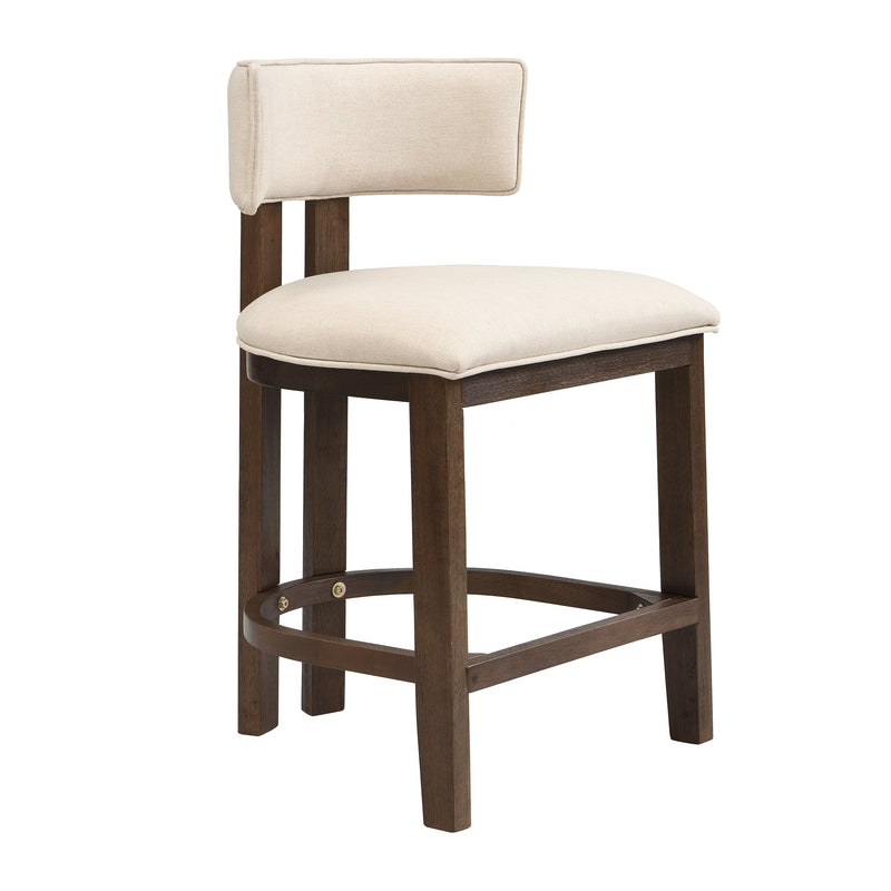 26" Counter Height Bar Stool, Upholstered Counter Stools (Set of 2) - Walnut & Beige by HouseOfZazla