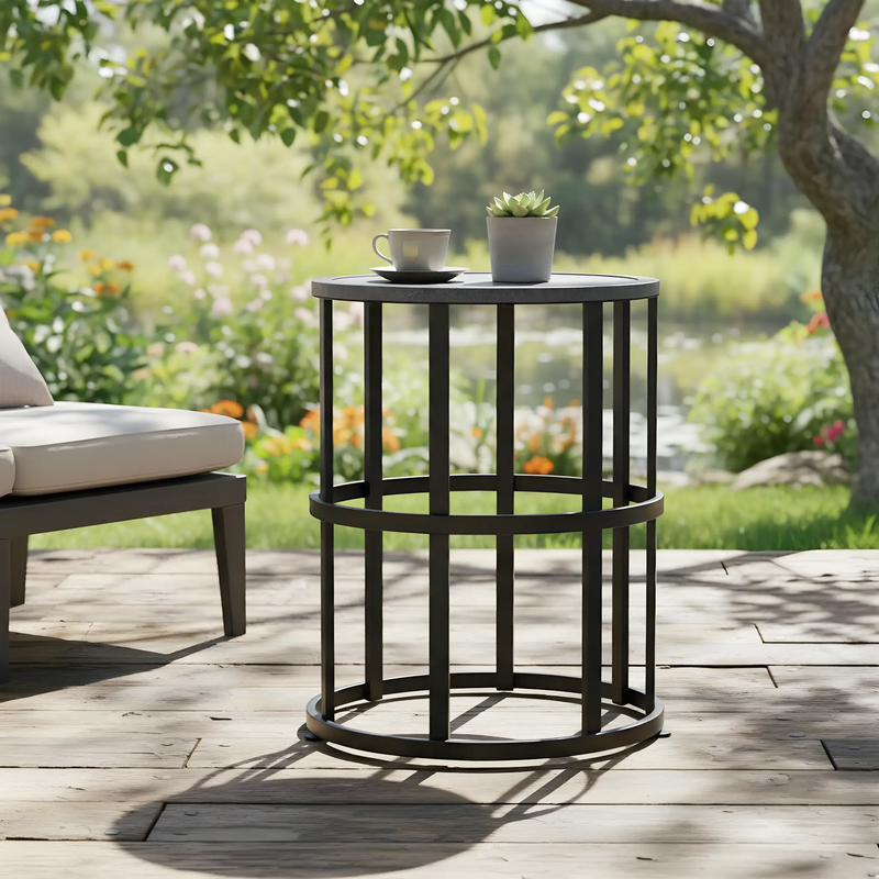 Ceramic Tile Side Table with Powder Coated Iron Frame by HouseOfZazla