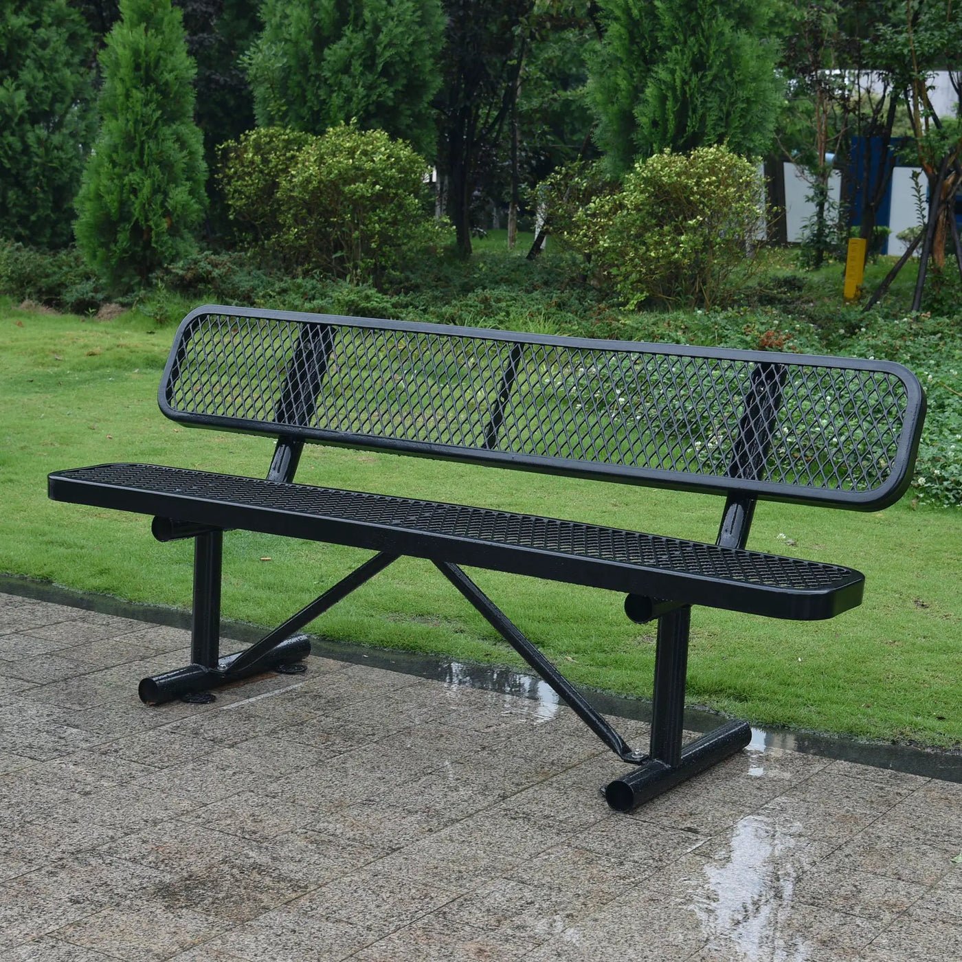 6' Outdoor Steel Bench With Backrest by Unique Piece Furniture