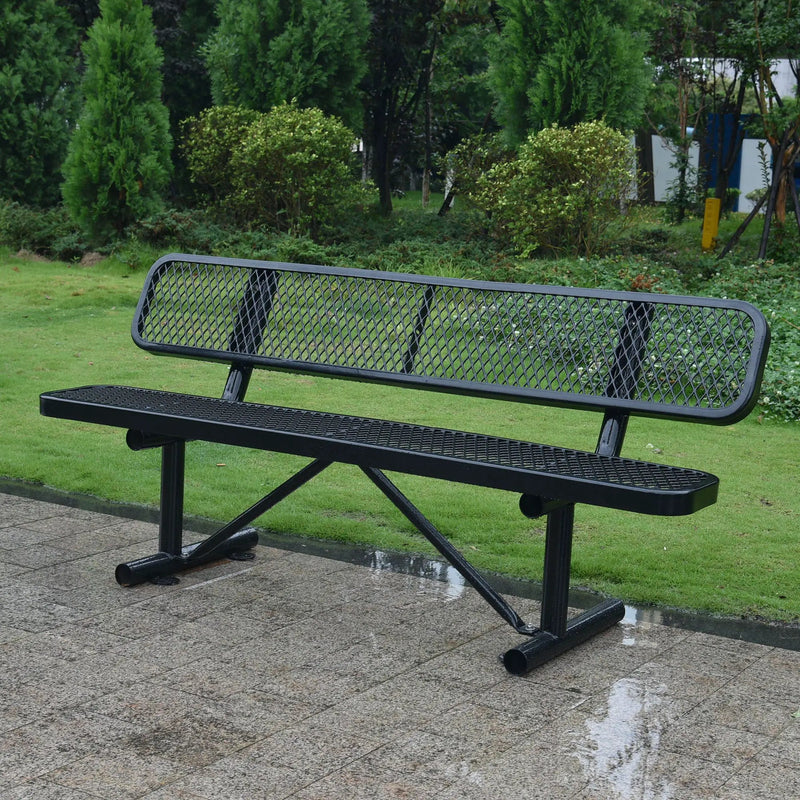 6' Outdoor Steel Bench With Backrest by Unique Piece Furniture
