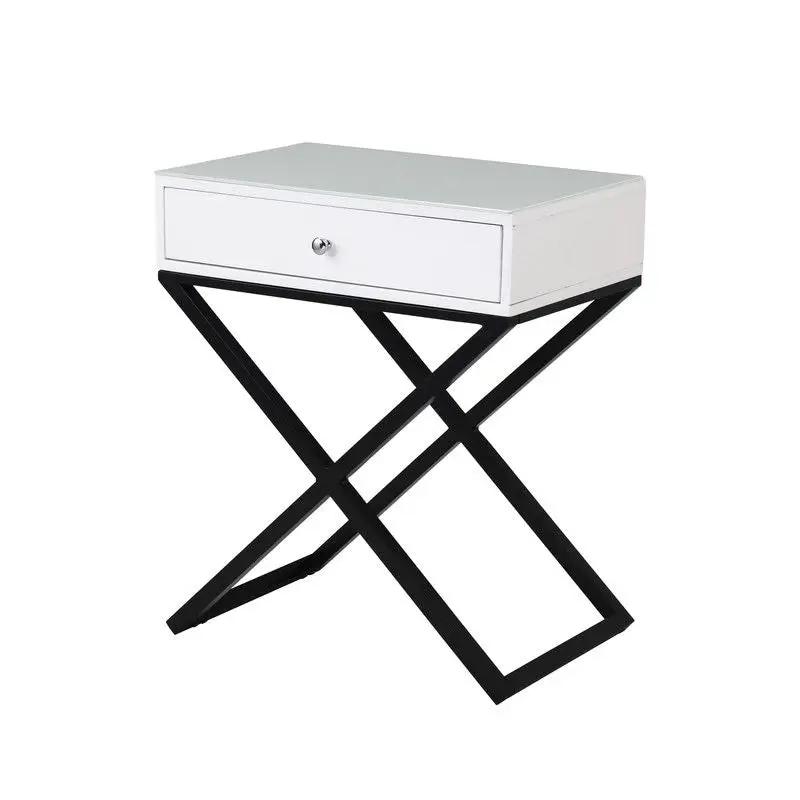 Koda - End Side Table Nightstand, Drawer And Cross Base by Unique Piece Furniture