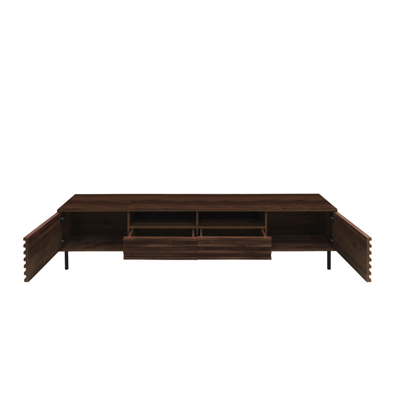 TV Stand For TVs Up To 85" With Closed Storage, Soft Closing Hinges - Walnut by Unique Piece Furniture