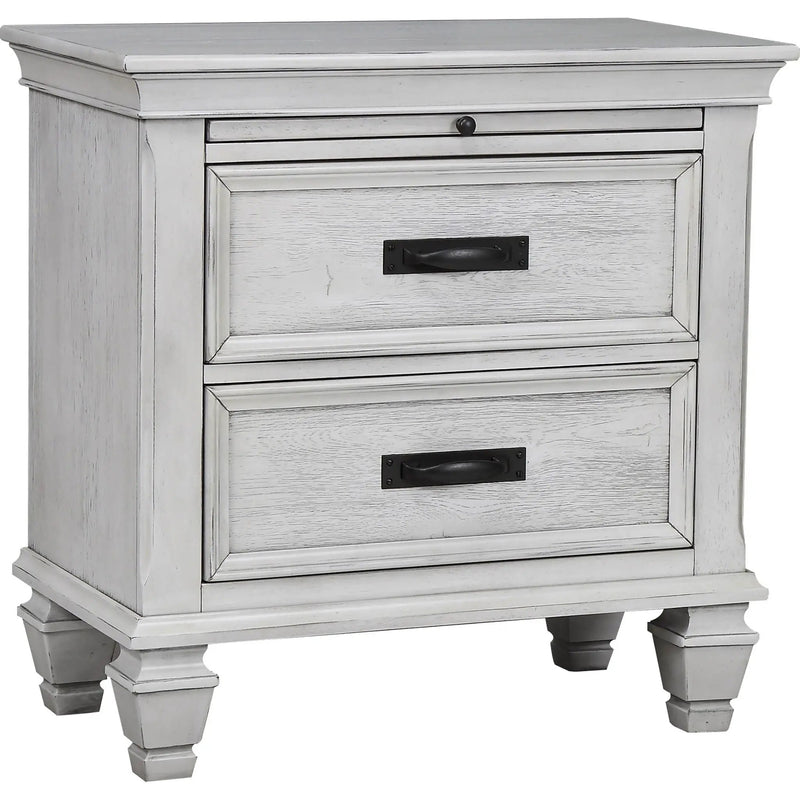 Franco 2-drawer Nightstand Distressed White by Unique Piece Furniture