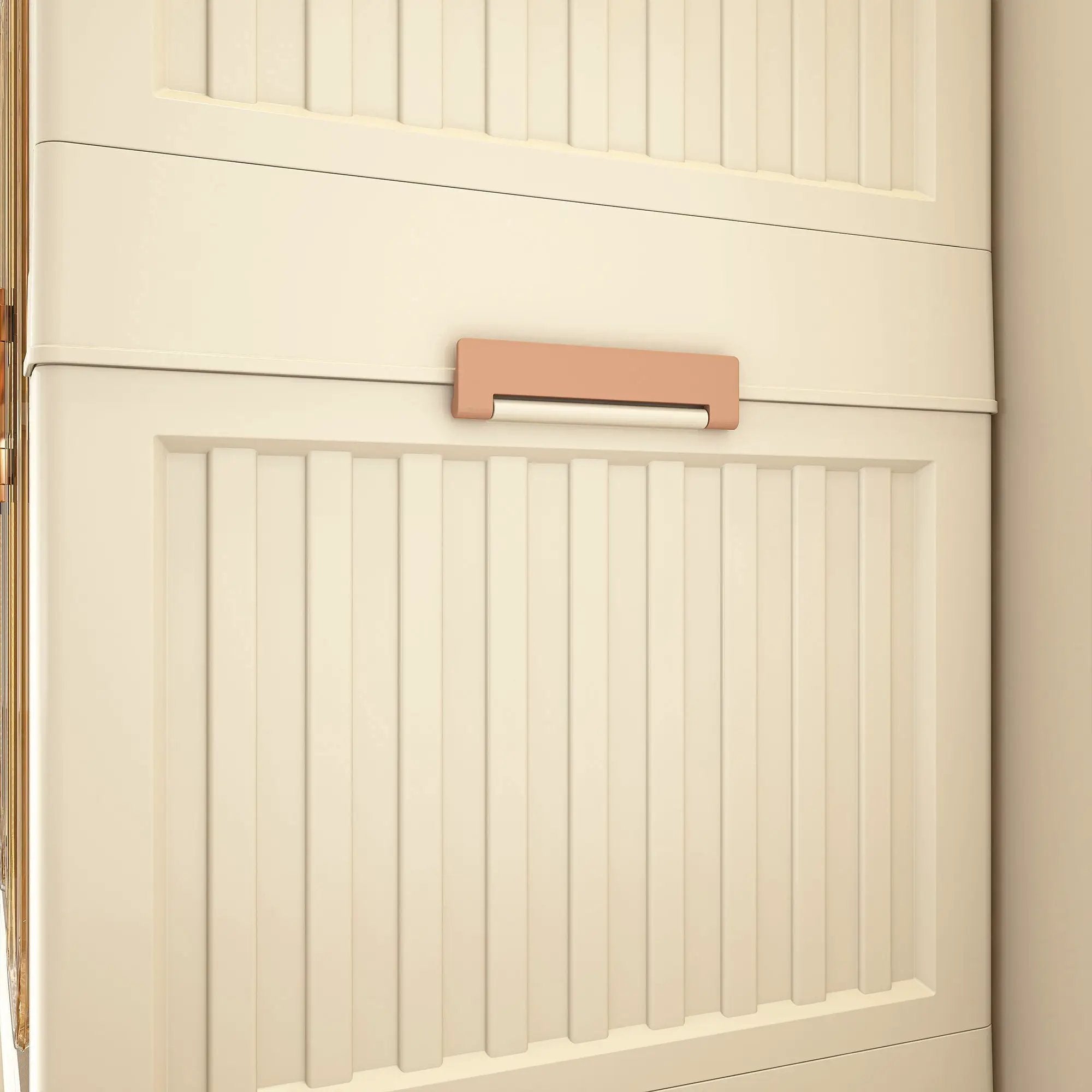 Portable Wardrobe Closet Storage Organizer With 9 Magnetic Doors - Cream White