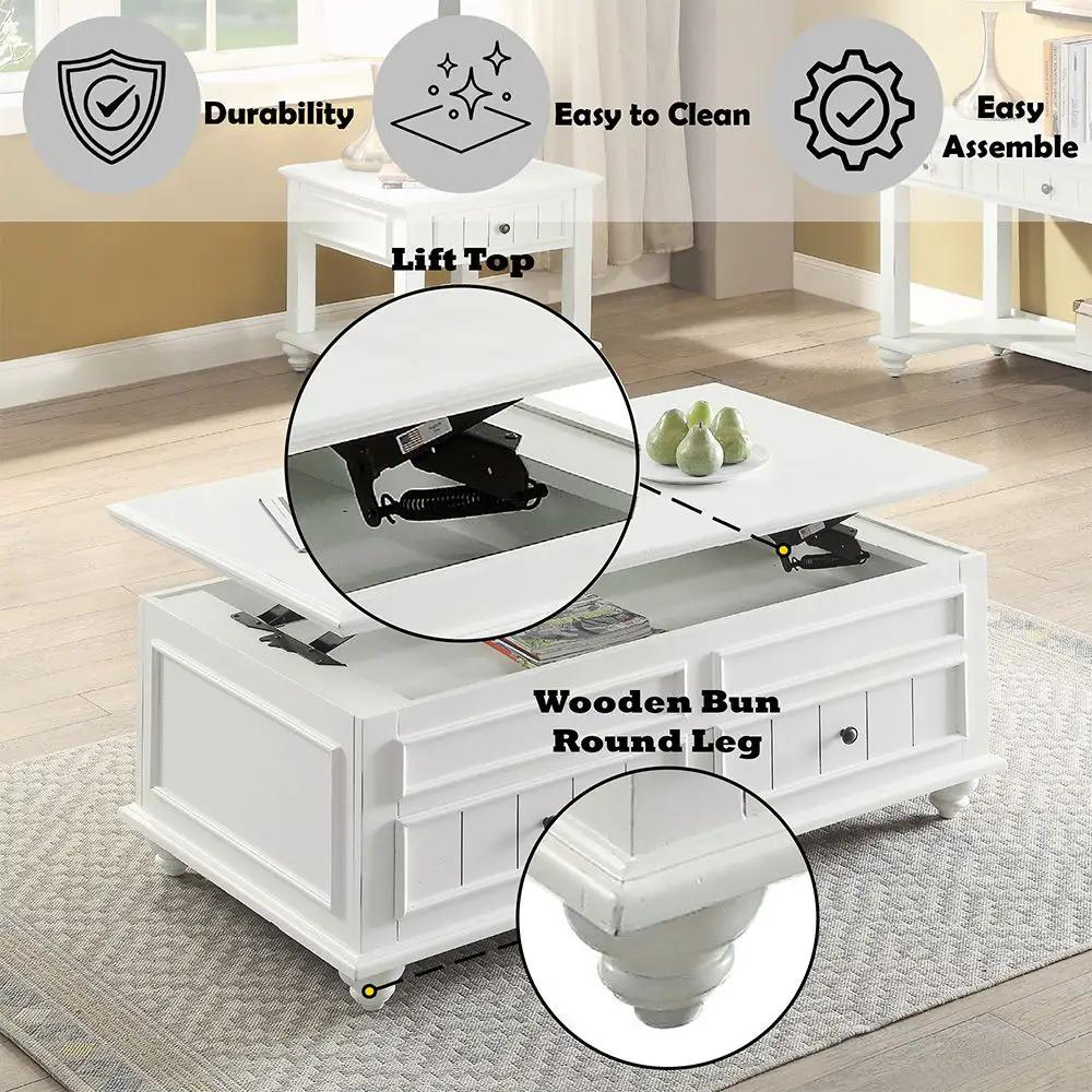 Natesa - Coffee Table With Lift Top - White Washed by Unique Piece Furniture