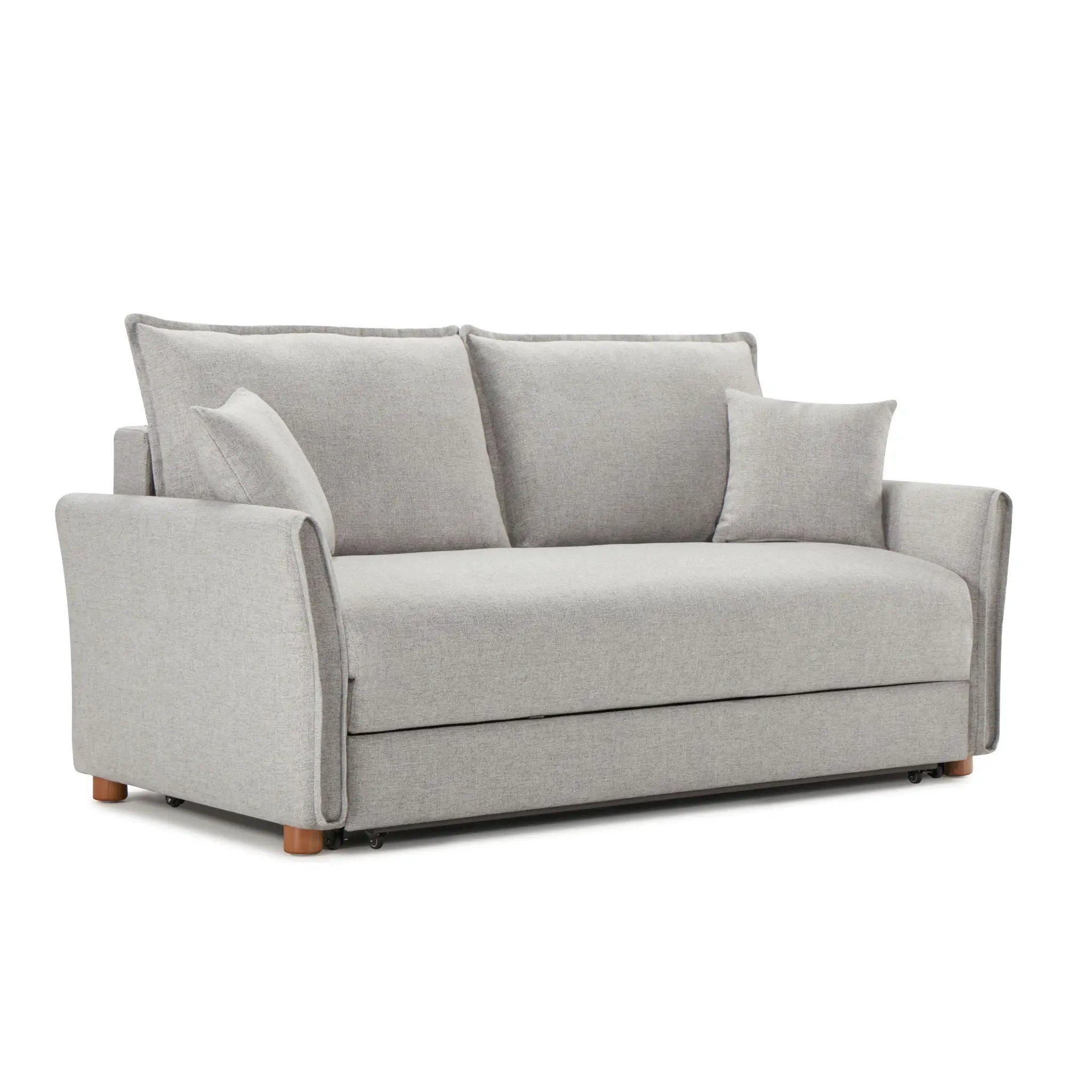 Oren - Chenille Sleeper Sectional Sofa With Storage 2 Toss Pillows - Gray by Unique Piece Furniture