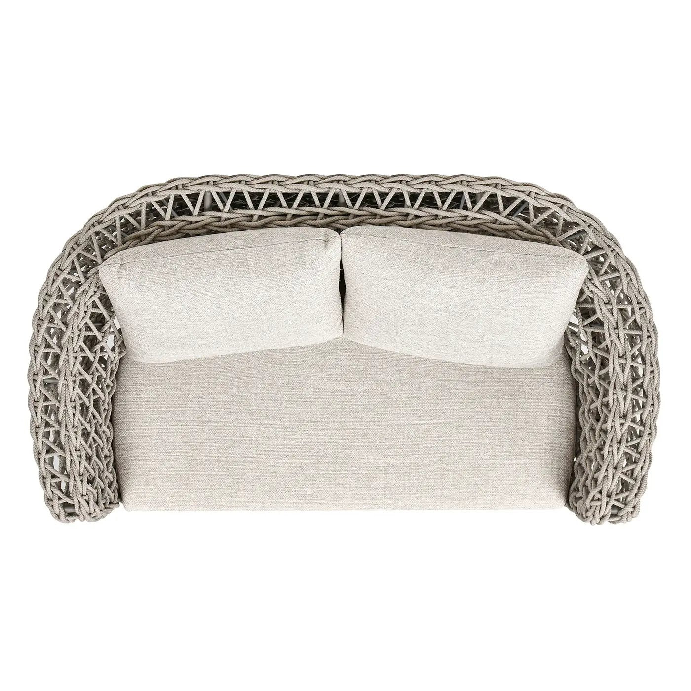 Everly - Frame Barrel Deep Seating Patio Loveseat Sofa Axroma Olefin - Oat Beige by HouseOfZazla