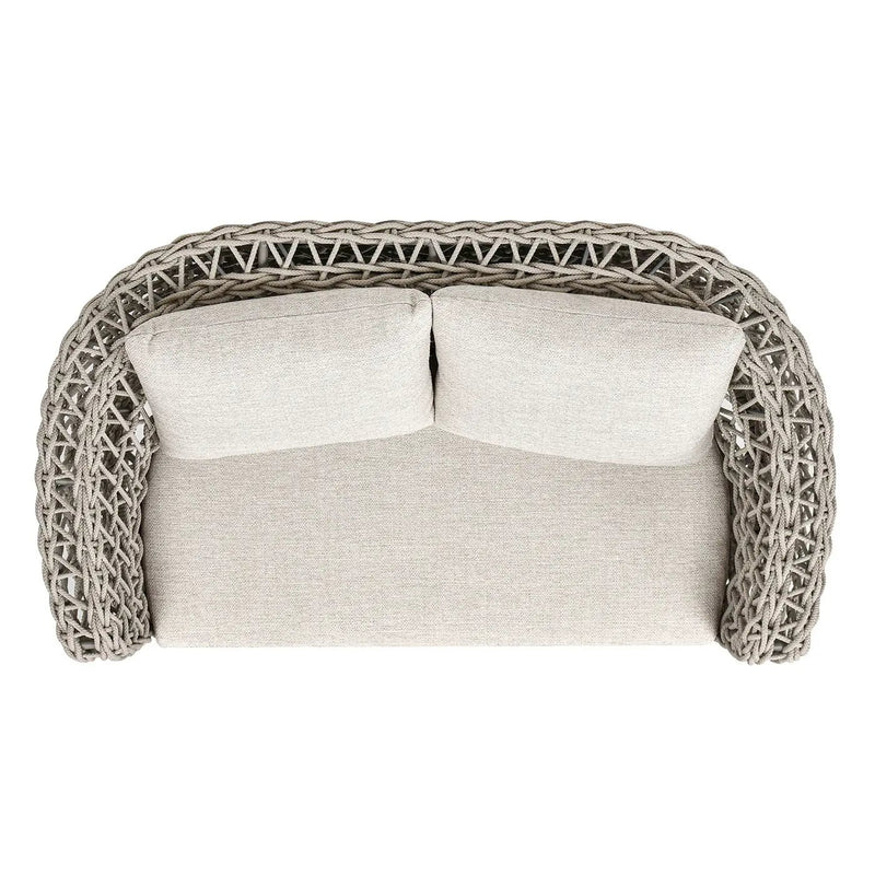 Everly - Frame Barrel Deep Seating Patio Loveseat Sofa Axroma Olefin - Oat Beige by HouseOfZazla