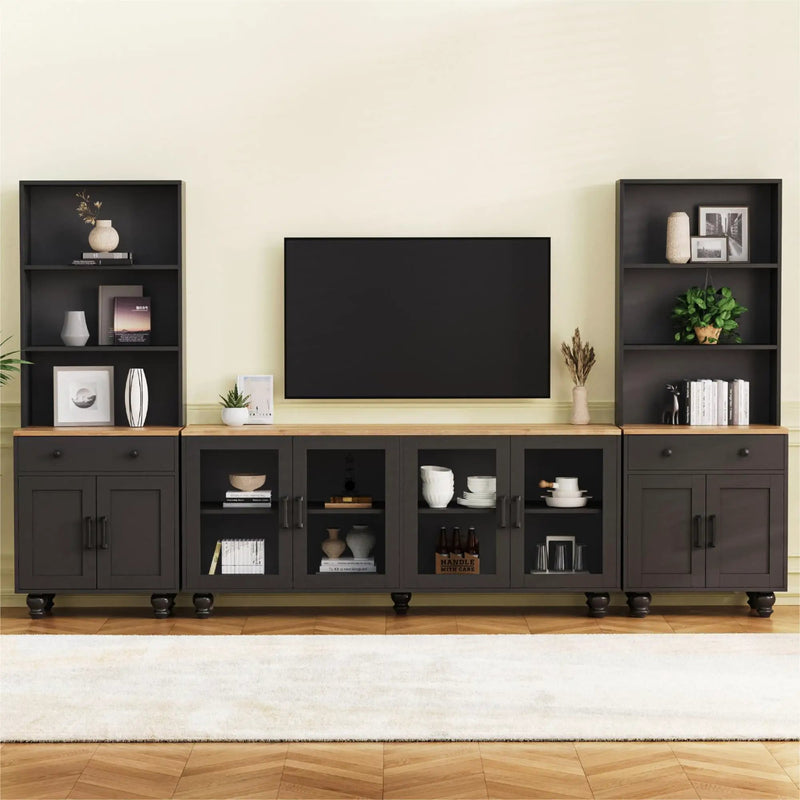 Farmhouse TV Stand With Solid Wood Gourd Shaped Legs For TVs Up To 70" by Unique Piece Furniture