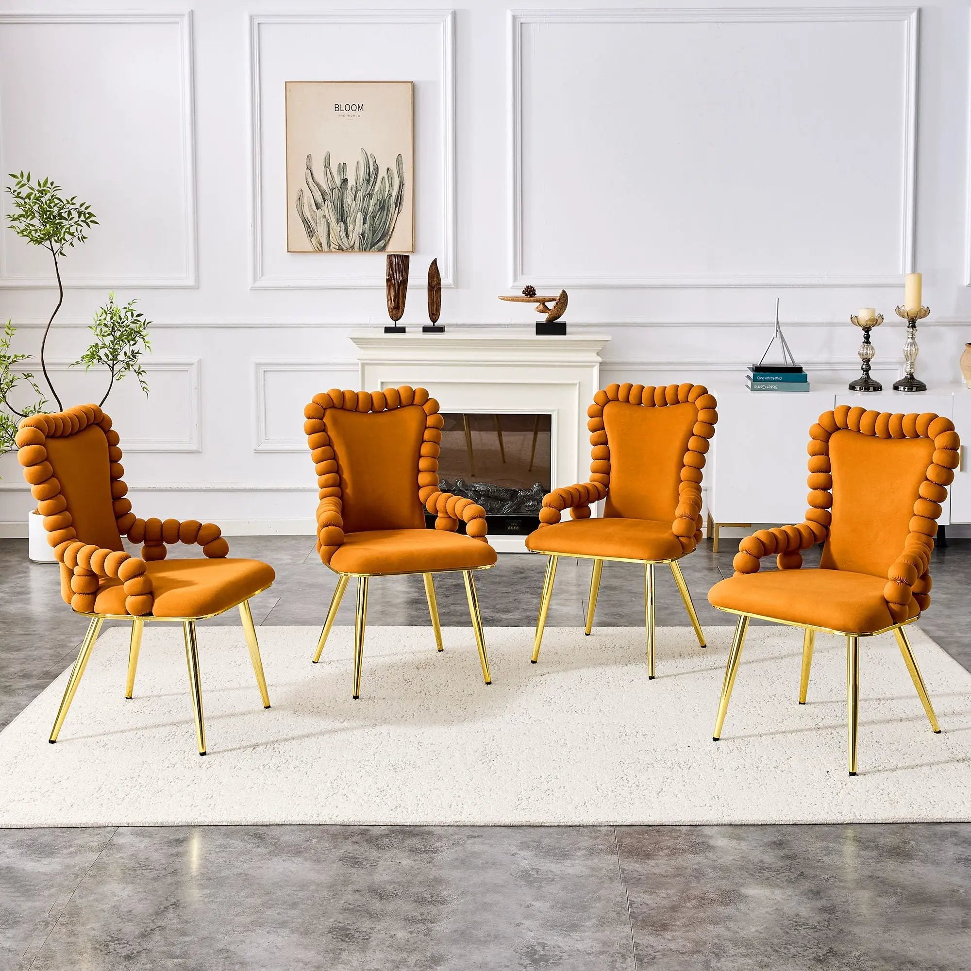 Puffy Bubble, Ball Chain Chair With Armrests For Dining Room (Set of 2) by Unique Piece Furniture