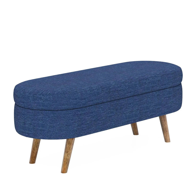 Ottoman Oval Storage Bench with Rubber Wood Legs by HouseOfZazla