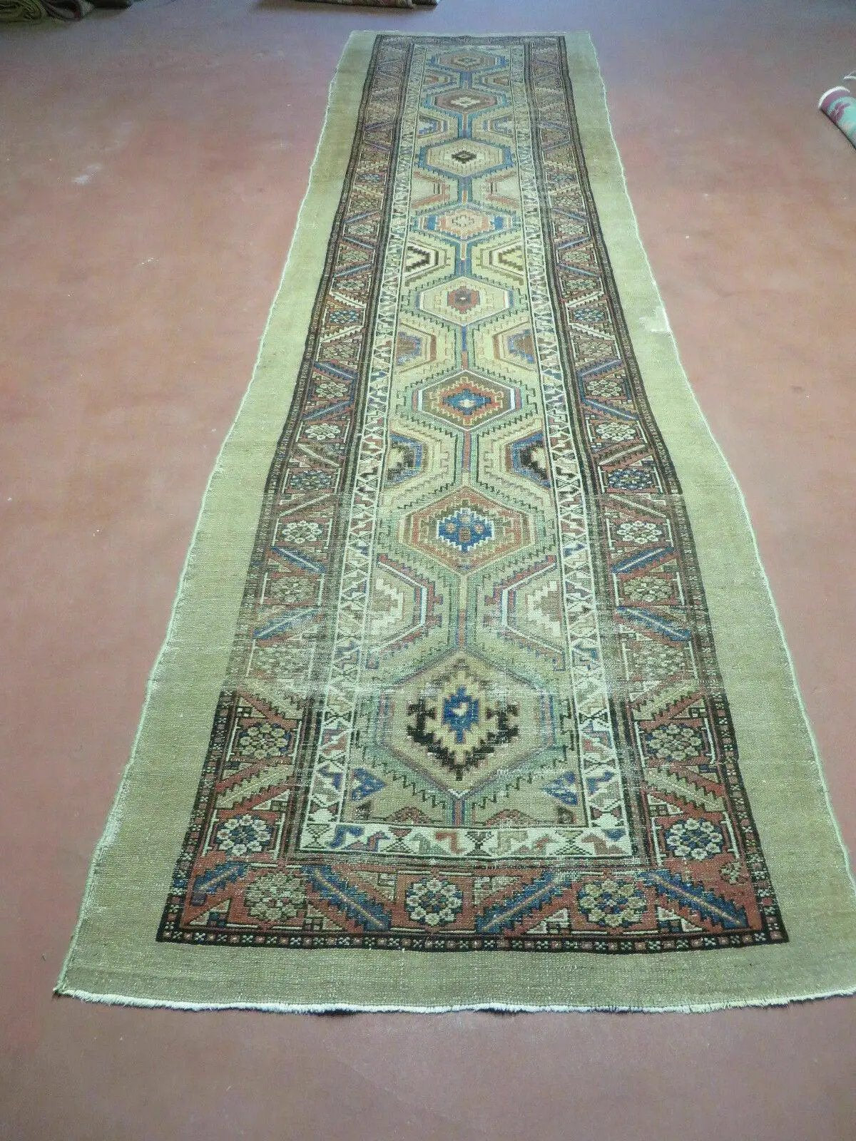 3'4" X 12' Antique Hand Made Turkish Wool Rug Runner Carpet Camel Hair Nice by Jewel Rugs
