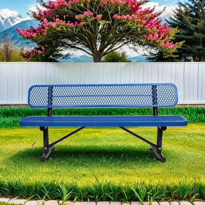 Outdoor Steel Bench With Backrest by Unique Piece Furniture