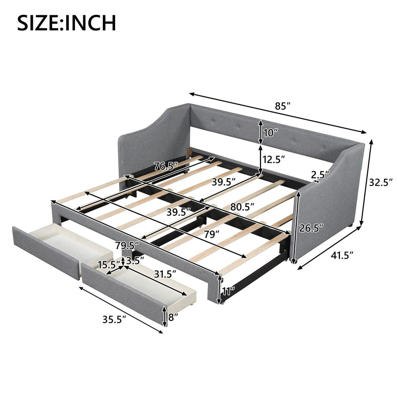 Upholstered Daybed With 2 Drawers by Unique Piece Furniture