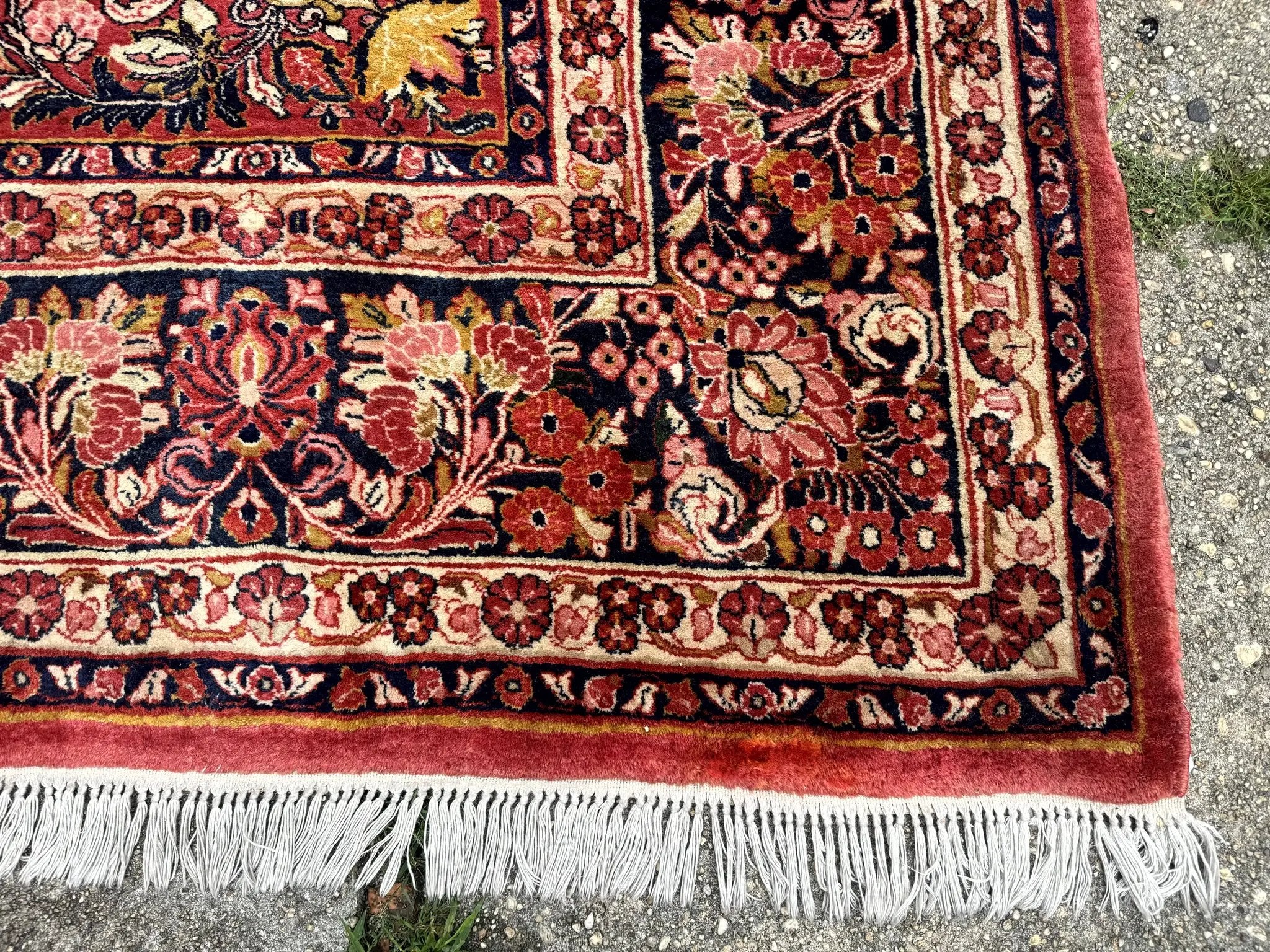 Large Antique Persian Sarouk Rug 11x18, Red, Floral Allover, Palace Size Wool Handmade Carpet by Jewel Rugs
