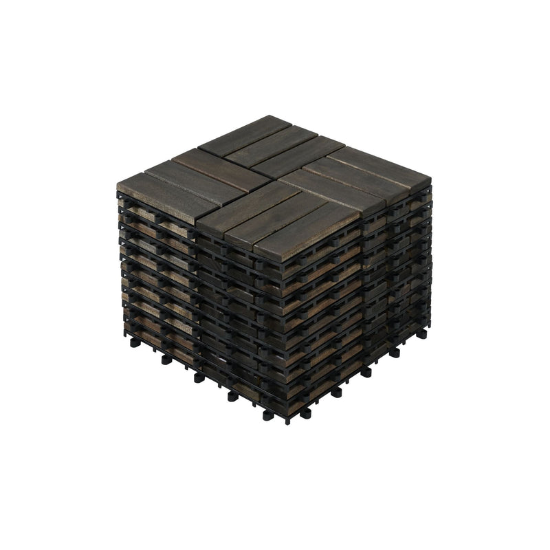 Acacia Wood Interlocking Deck Tiles Checker Pattern For Outdoor Flooring by HouseOfZazla