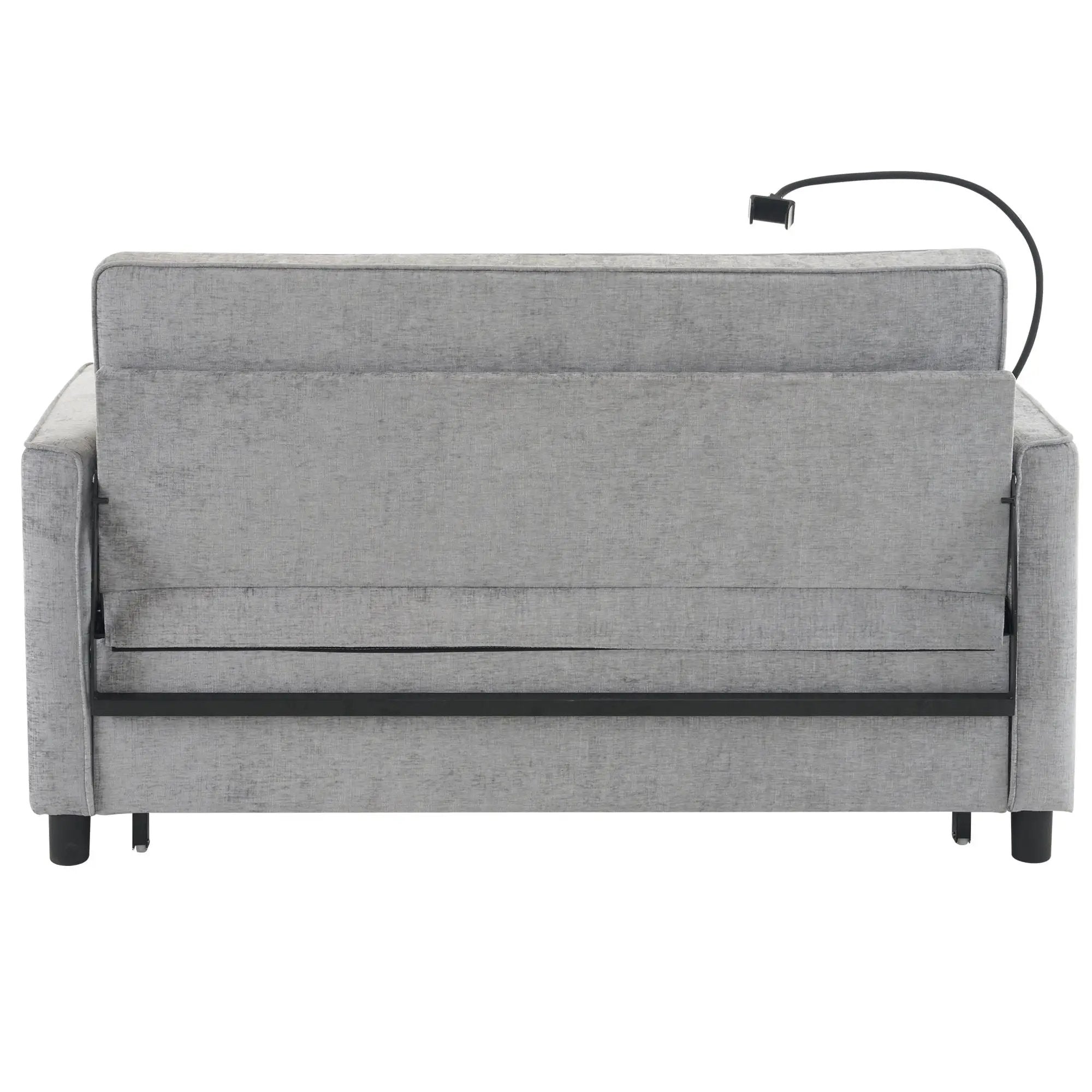 Pull-Out Sleeper Sofa With Reversible Backrest Cushion, Side Pockets, 2 USB Ports And A Phone Holder For Living Room by HouseOfZazla